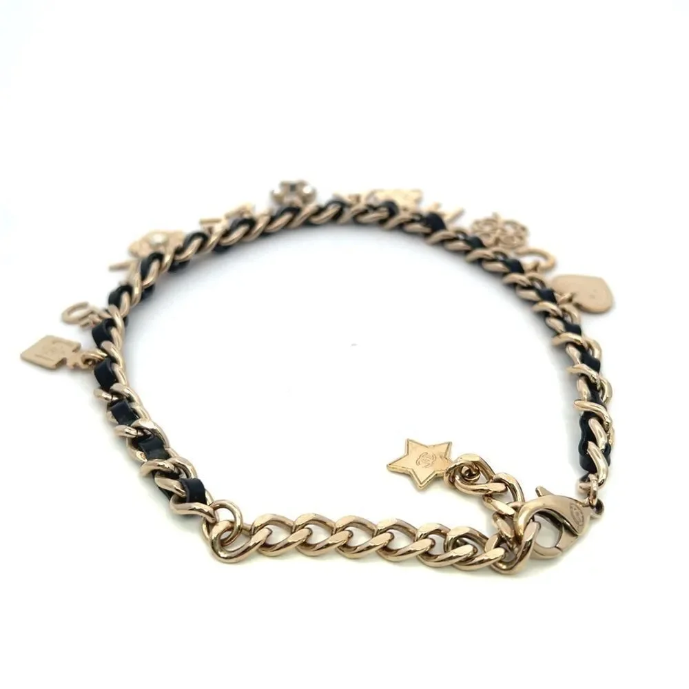 Chanel Carm Choker Necklace Faux Leather and Gold Tone
